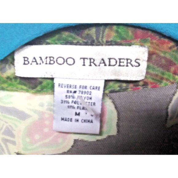 Bamboo traders blouse FLAX BLEND Size M gray green collared button up semi-sheer - Picture 7 of 8
